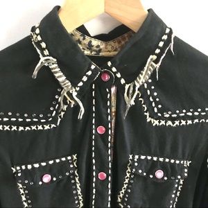 Black shirt with pink gem Skull design / sparkle black cotton shirt